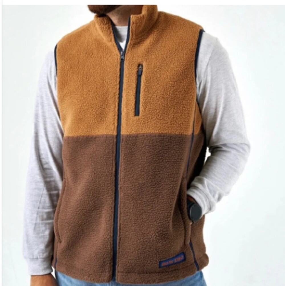 NWT Burlebo Montana Vest Men's Size XXL Orange & Brown Sherpa (1315)